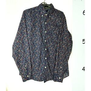 J. Crew Dark Blue Floral‎ Button-down Slim Shirt Men's Medium.